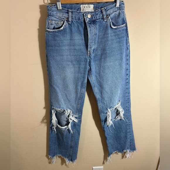 We The Free Jeans Womens Size 25 Waist Blue Distressed Frayed Ankle Button Fly - Picture 1 of 6
